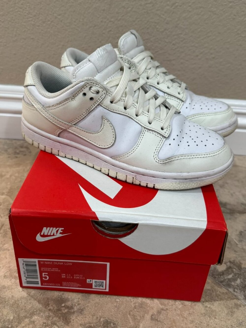 Nike Dunk Low Coconut Milk Sail White Sneakers Shoes Women's Sz 5 Box DD1503-121